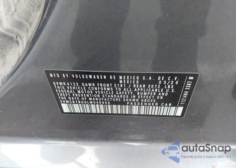 2020 Volkswagen Jetta 1.4T R-Line/1.4T S/1.4T Se from USA, damaged, VIN 3VWCB7BU0LM049956